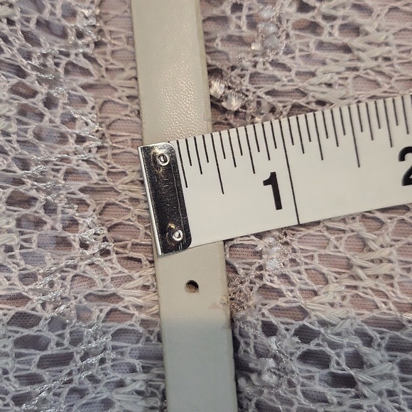 SHERAGANO Gray Lace Overlay Cap Sleeve Skinny Belt Modest Work Dress - Picture 10 of 12